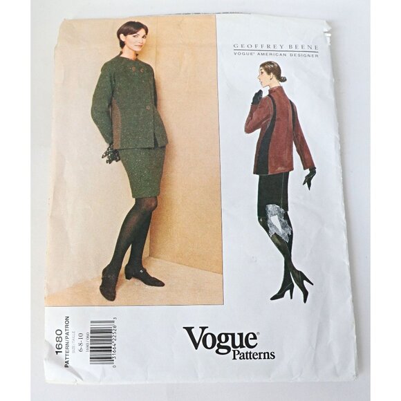 Vogue 1680 Sewing Pattern Misses Semi Fitted Jacket & Skirt Designer Geoffrey - Picture 1 of 4